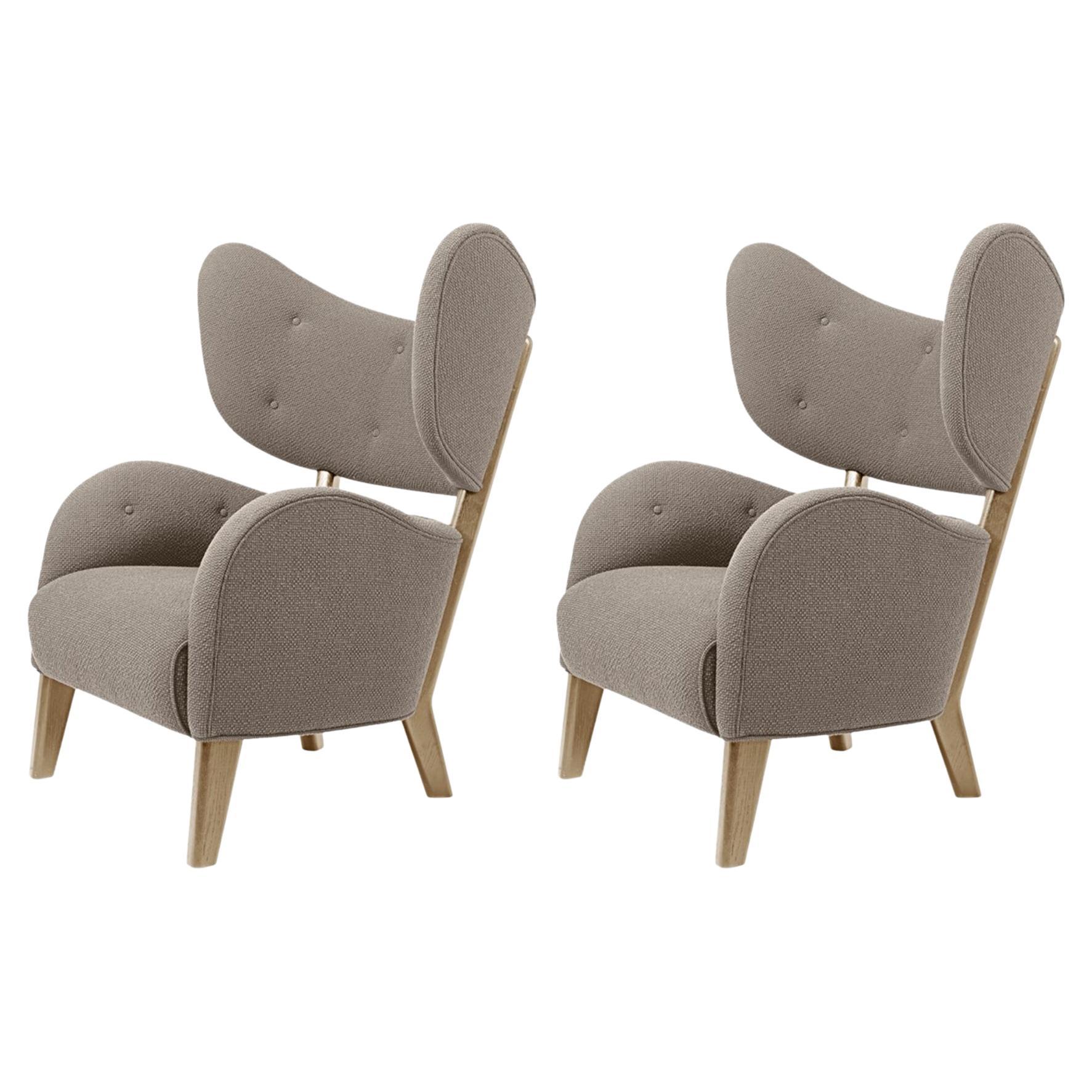 Set of 2 Beige Raf Simons Vidar 3 Natural Oak My Own Lounge Chairs by Lassen