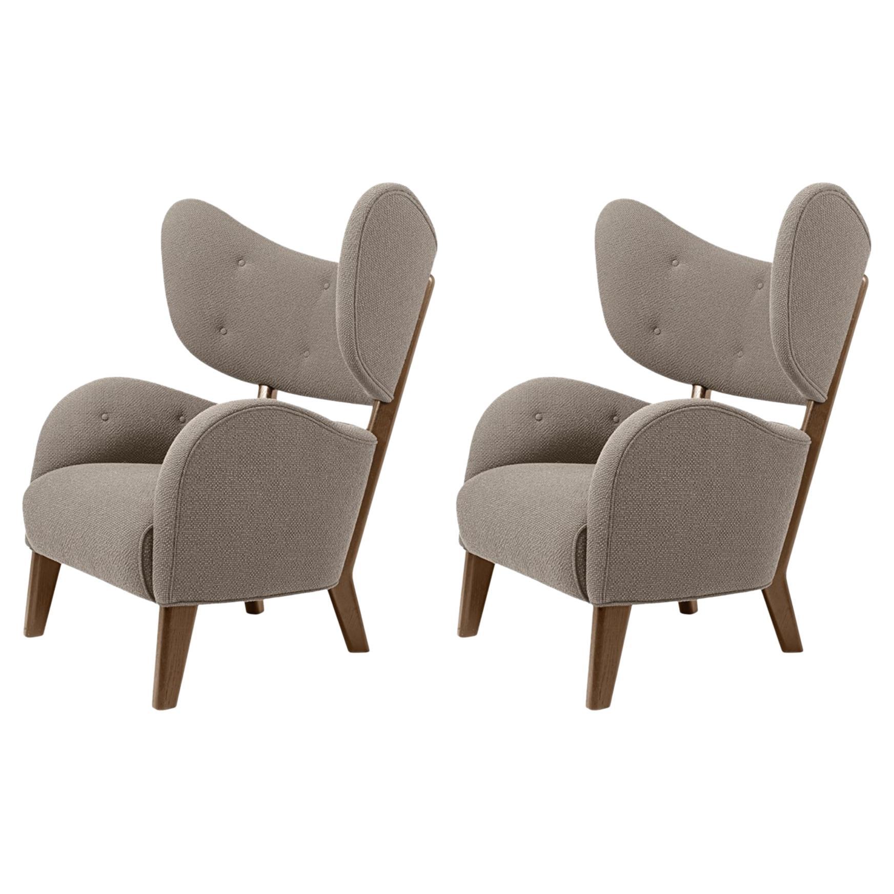 Set of 2 Beige Raf Simons Vidar 3 Smoked Oak My Own Chair Lounge Chair by Lassen