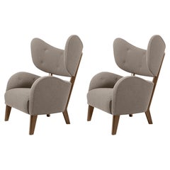 Set of 2 Beige Raf Simons Vidar 3 Smoked Oak My Own Chair Lounge Chair by Lassen