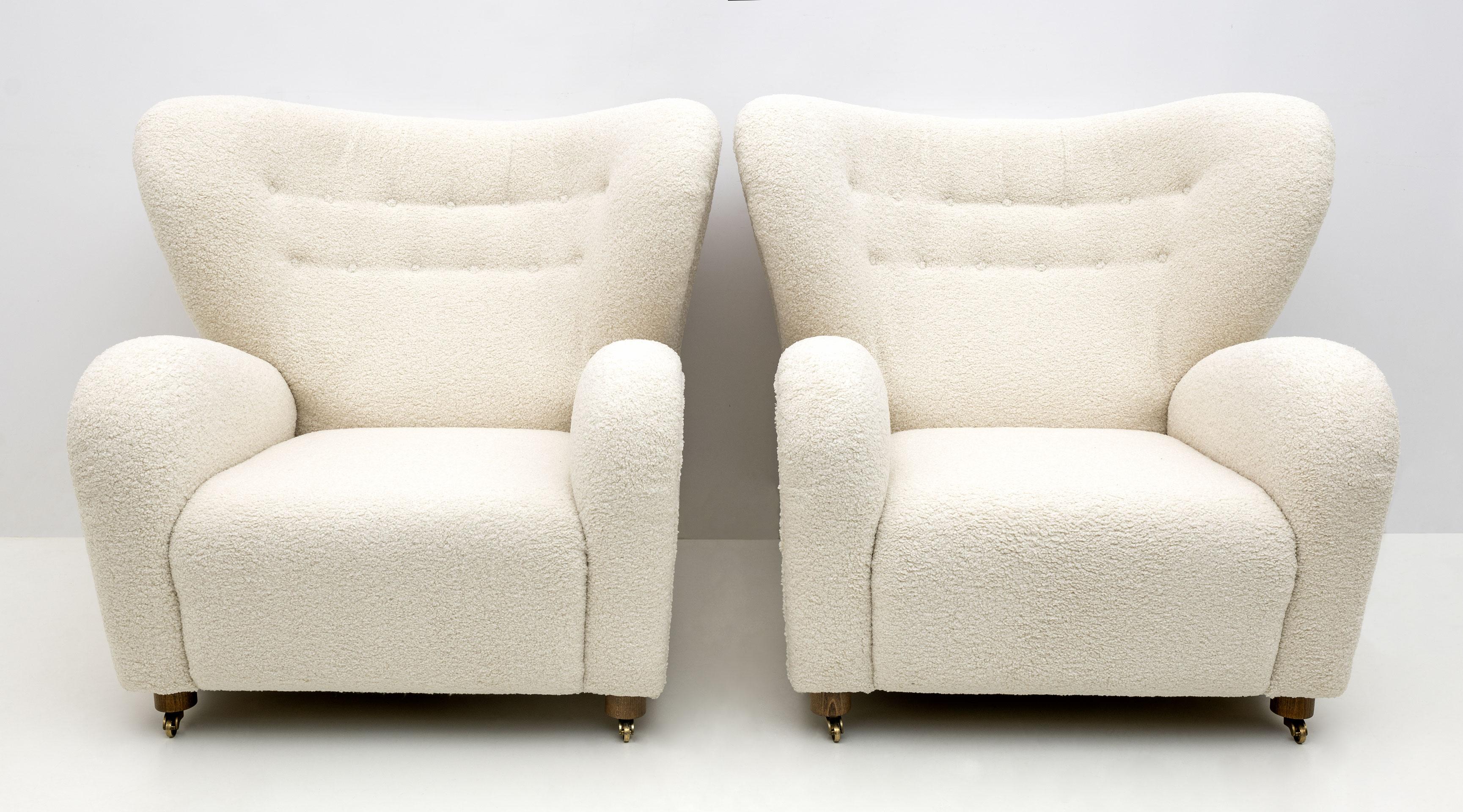 XXIe siècle et contemporain Ensemble de 2 fauteuils de salon Sahco Zero beige « The Tired Man » par Lassen en vente