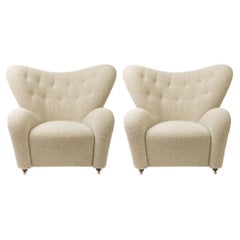 Set of 2 Beige Sahco Zero the Tired Man Lounge Chairs by Lassen