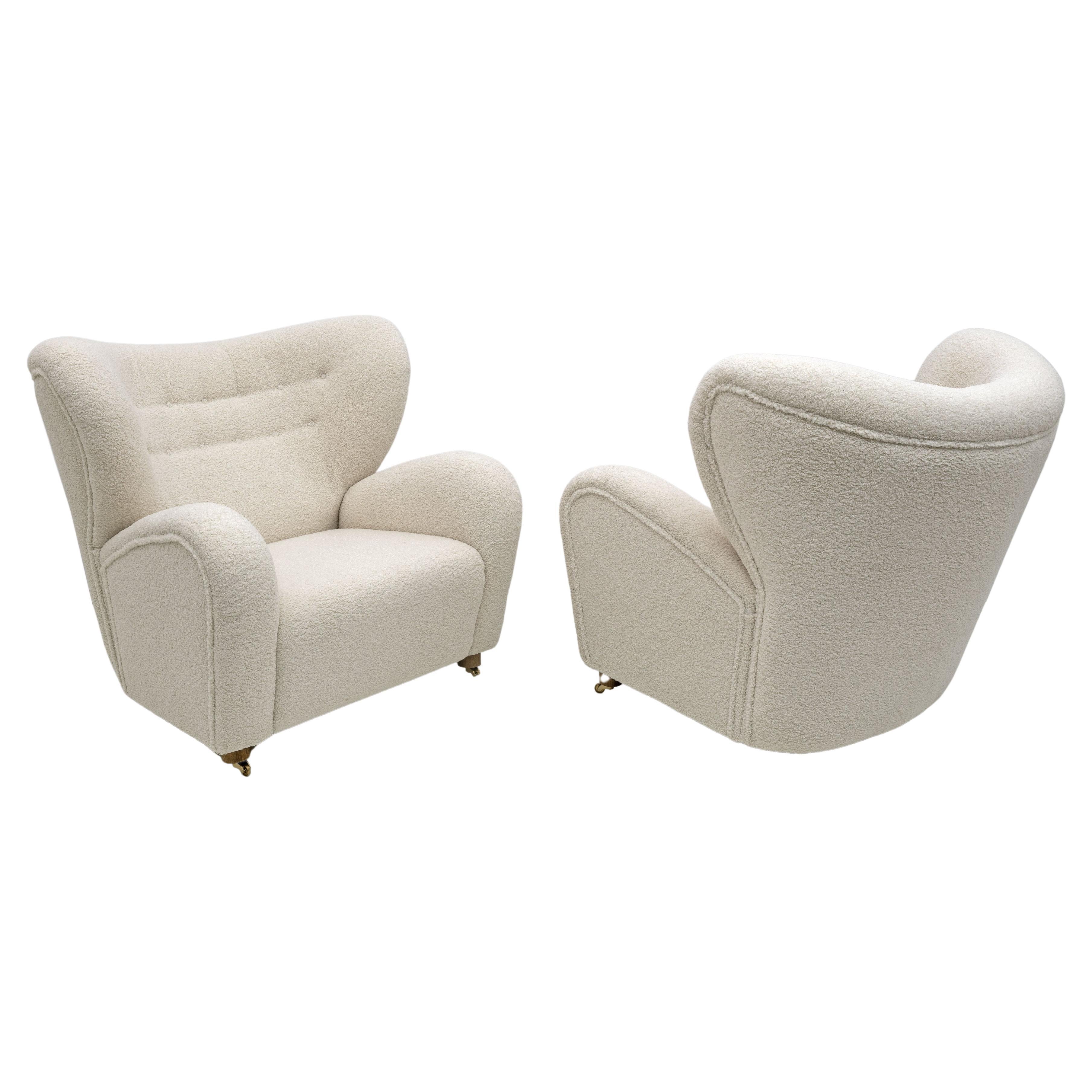 Set of 2 Beige Sahco Zero the Tired Man Lounge Chairs by Lassen