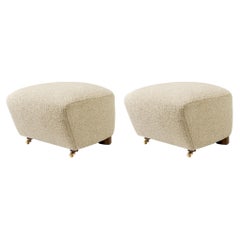 Set of 2 Beige Smoked Oak Sahco Zero the Tired Man Footstool by Lassen