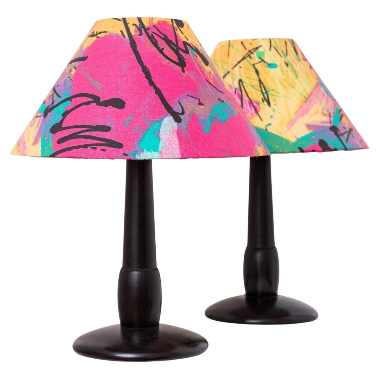 Set of 2 Belgian Table Lamps from Massive - Memphis Pop Art, 1980s For Sale