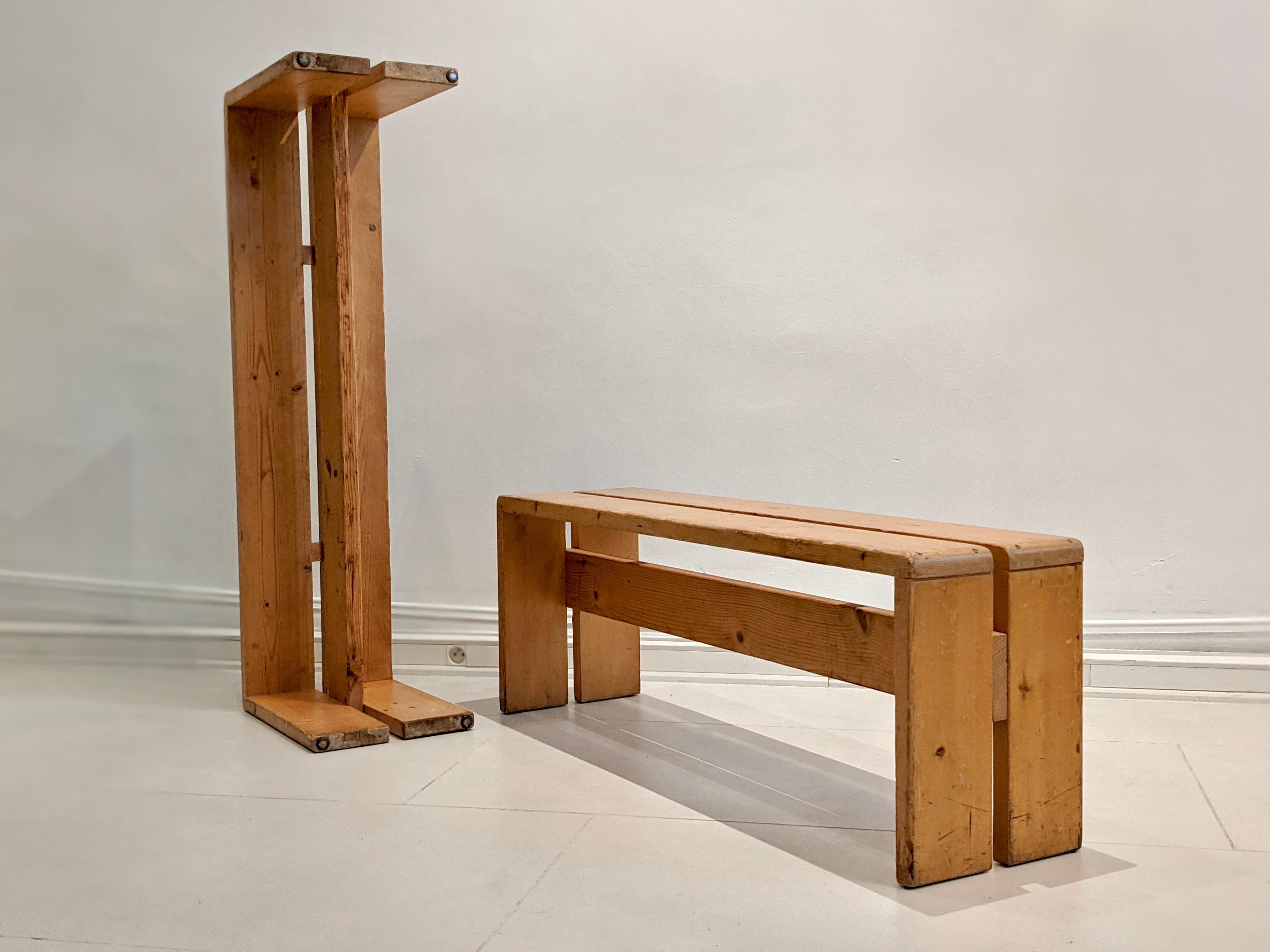 Mid-20th Century Set of 2 Benches by Charlotte Perriand for Les Arcs For Sale