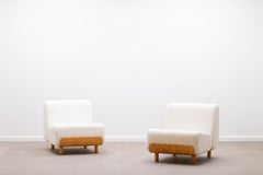 Ensemble de 2 chaises longues en contreplaqué cintré et bouclé, années 70 Pays-Bas