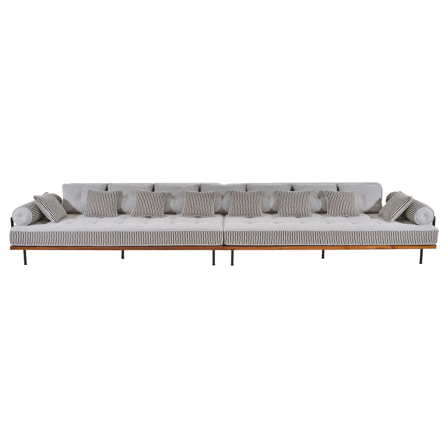 Set of 2 Bespoke Sofas with Brass and Reclaimed Hardwood Frame by P. Tendercool For Sale