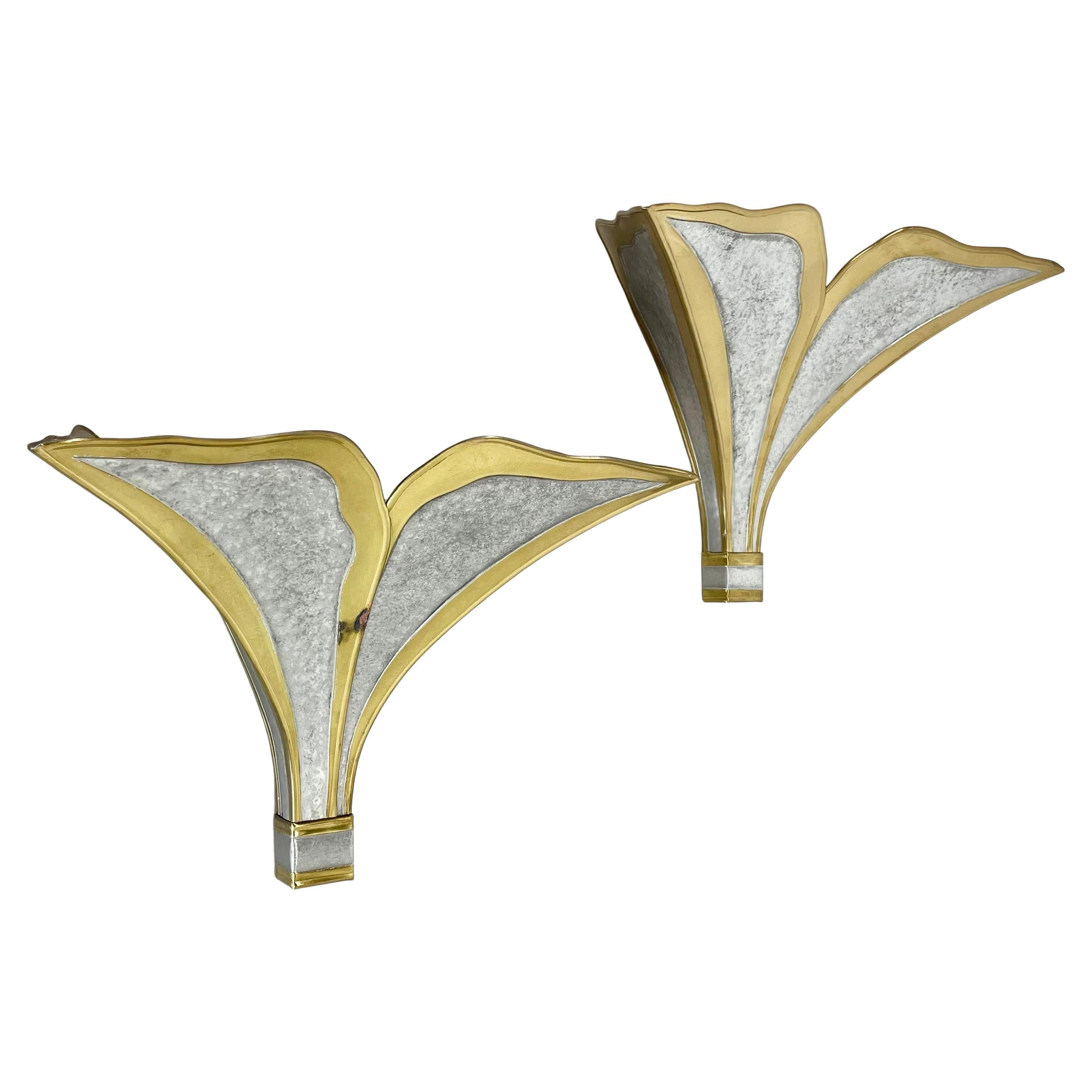 set of 2 bi-color wall lights by Henri Fernandez for Honoré, France 1970s