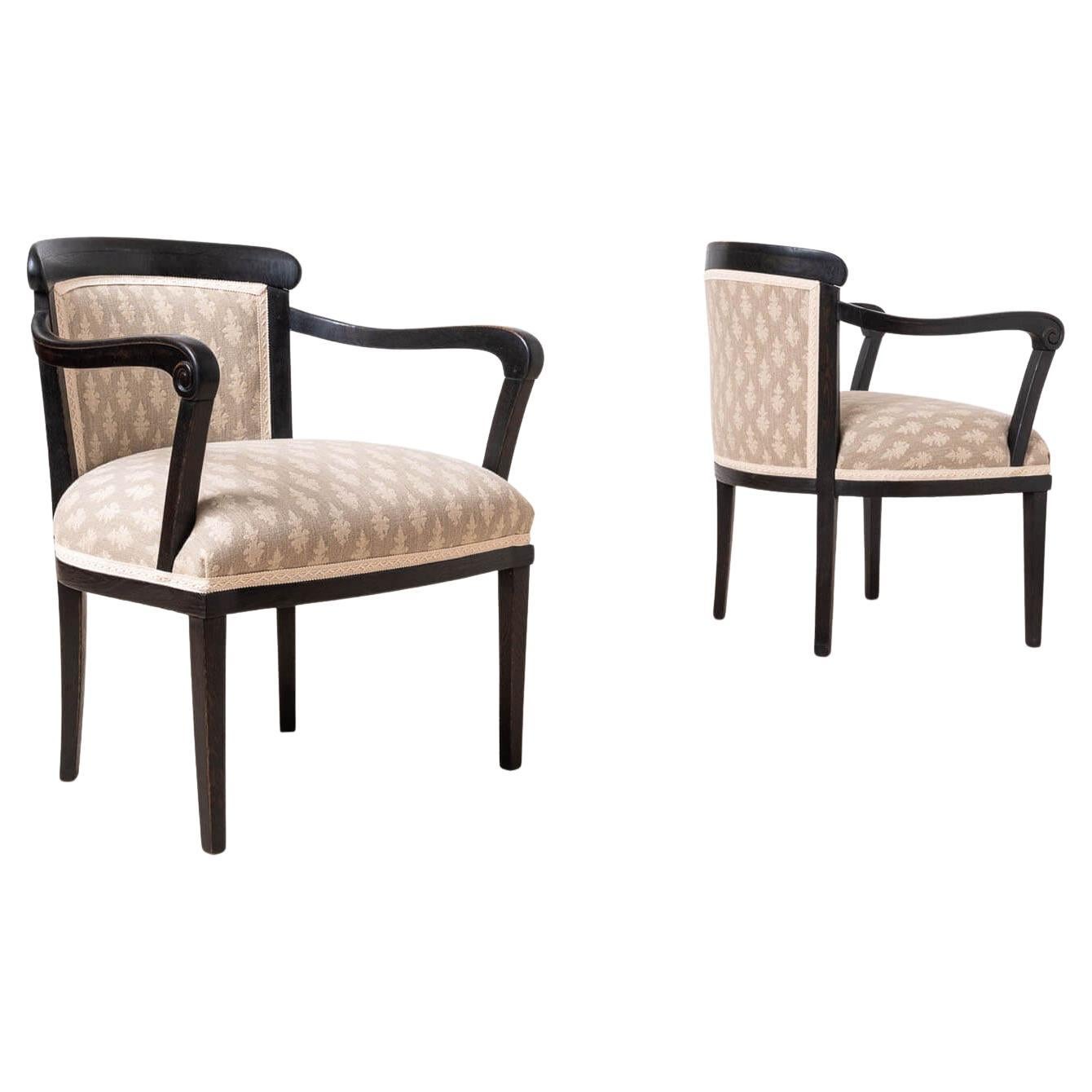 2er Set Biedermeier Sessel im rustikalen, ländlichen Stil, Österreich, um 1850