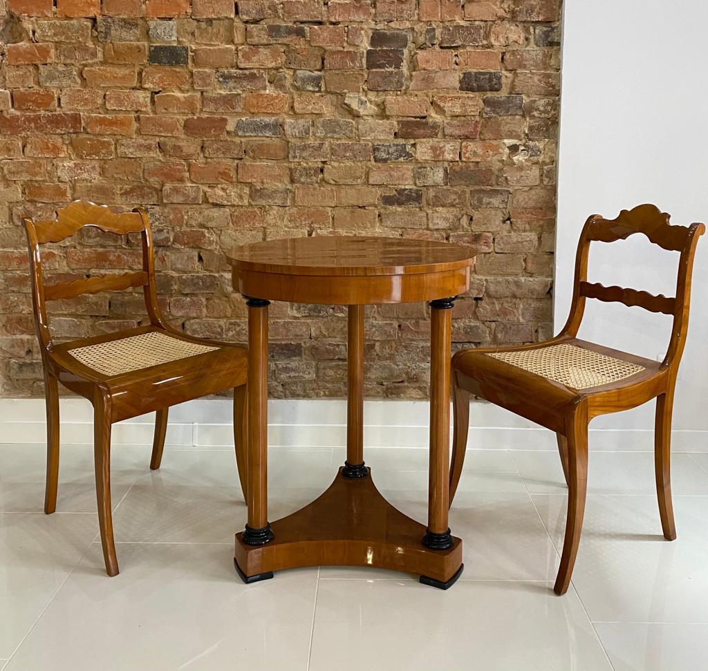 Set of 2 Biedermeier Cane Chairs in Cherry Wood, Austria, Early 19th Century For Sale 1
