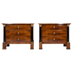 Set of 2 Biedermeier Chests of Drawers, Germany, 19th Century, Walnut Veneer