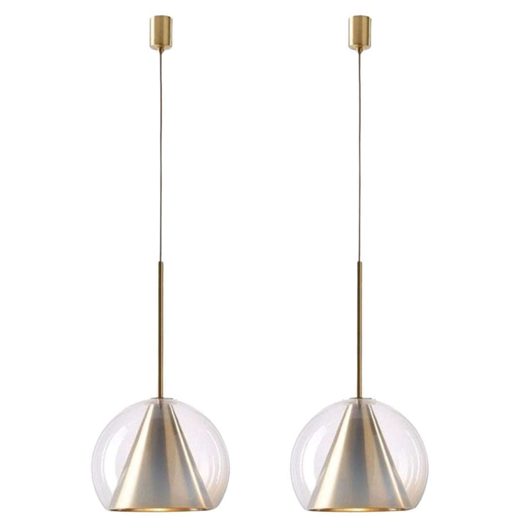 Ensemble de 2 grandes lampes à suspension Kono en albâtre blanc par Dechem Studio