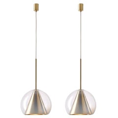 Ensemble de 2 grandes lampes à suspension Kono en albâtre blanc par Dechem Studio