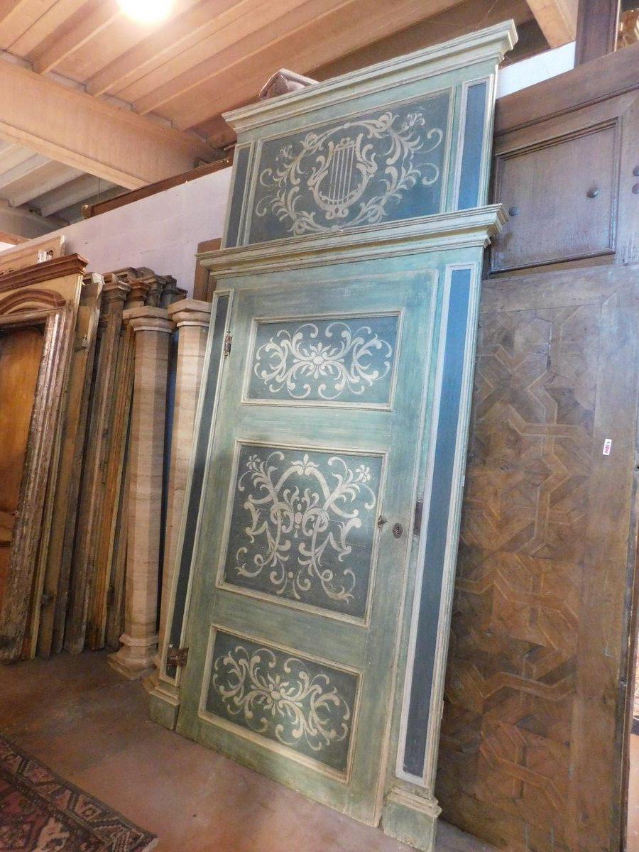 juego de 2 grandes puertas de interior, ricamente pintadas con marco y sobrepuerta, Italia en venta 6
