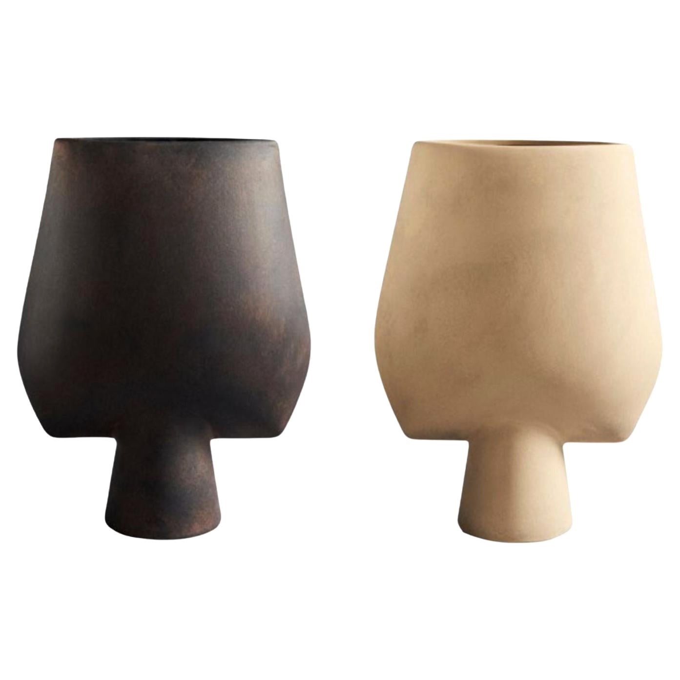 Set aus 2 großen Kugelvasen, quadratisch, von 101 Copenhagen