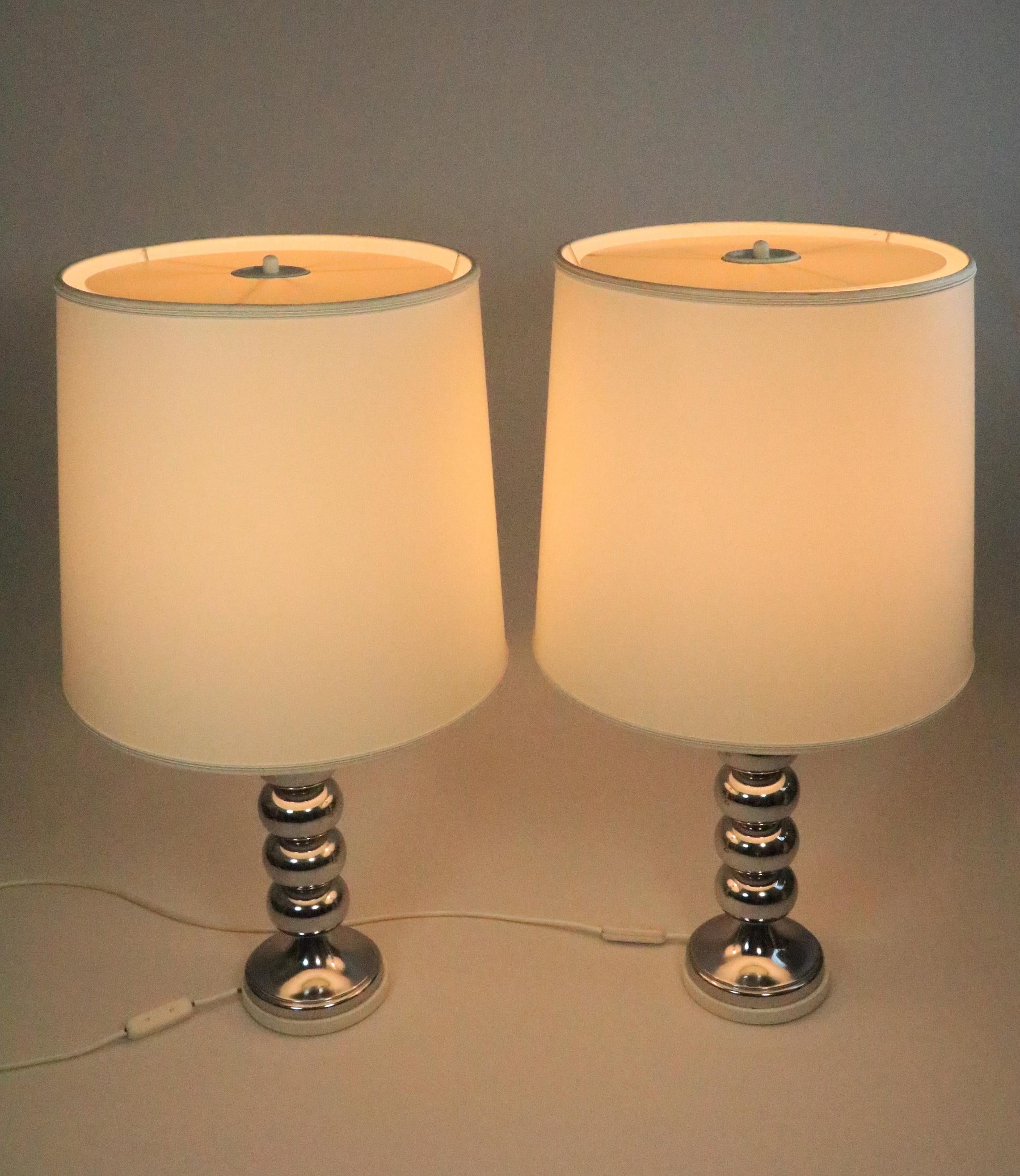 20th Century Set of 2 Big Table Lamps, Chrome, Germany, Original 1970s For Sale