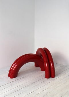 2er-Set Bigflow Mini-Stühle aus rot lackiertem Holz von Kimy Gringoire