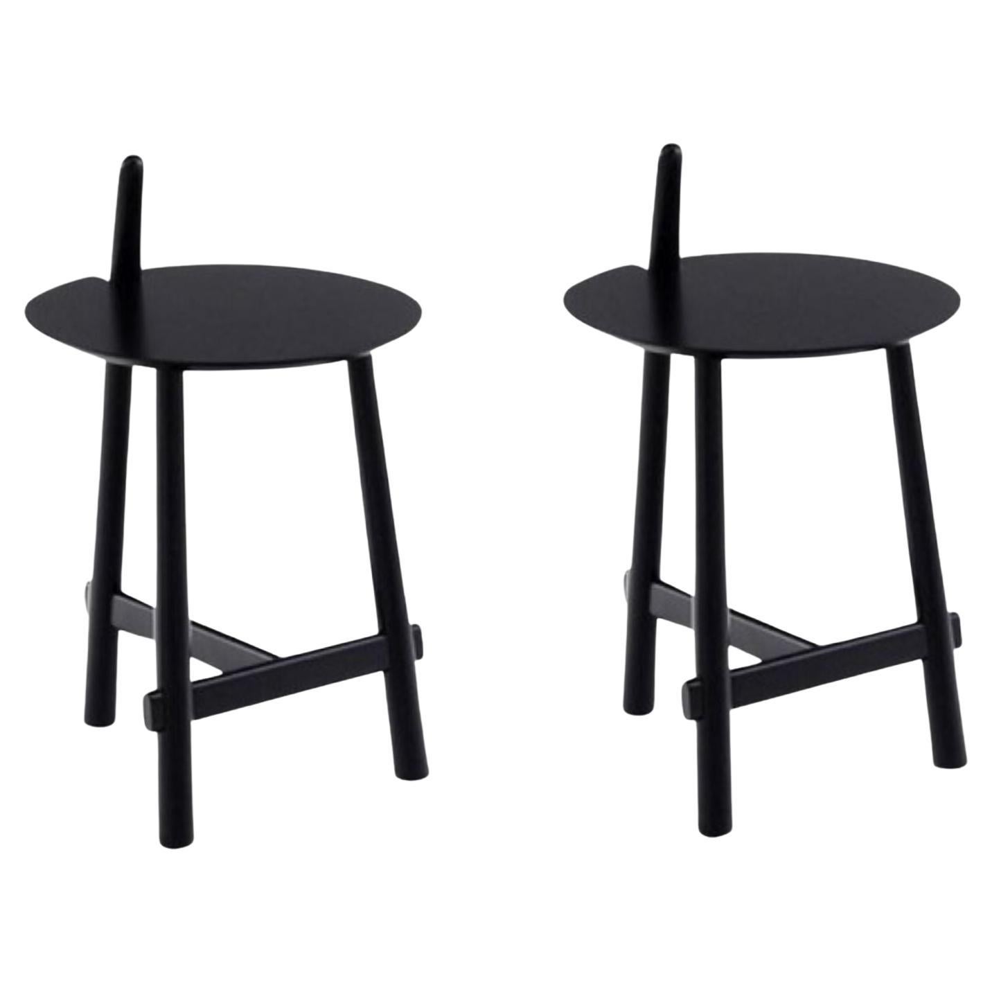 Set of 2 Black Altay Side Tables by Patricia Urquiola For Sale