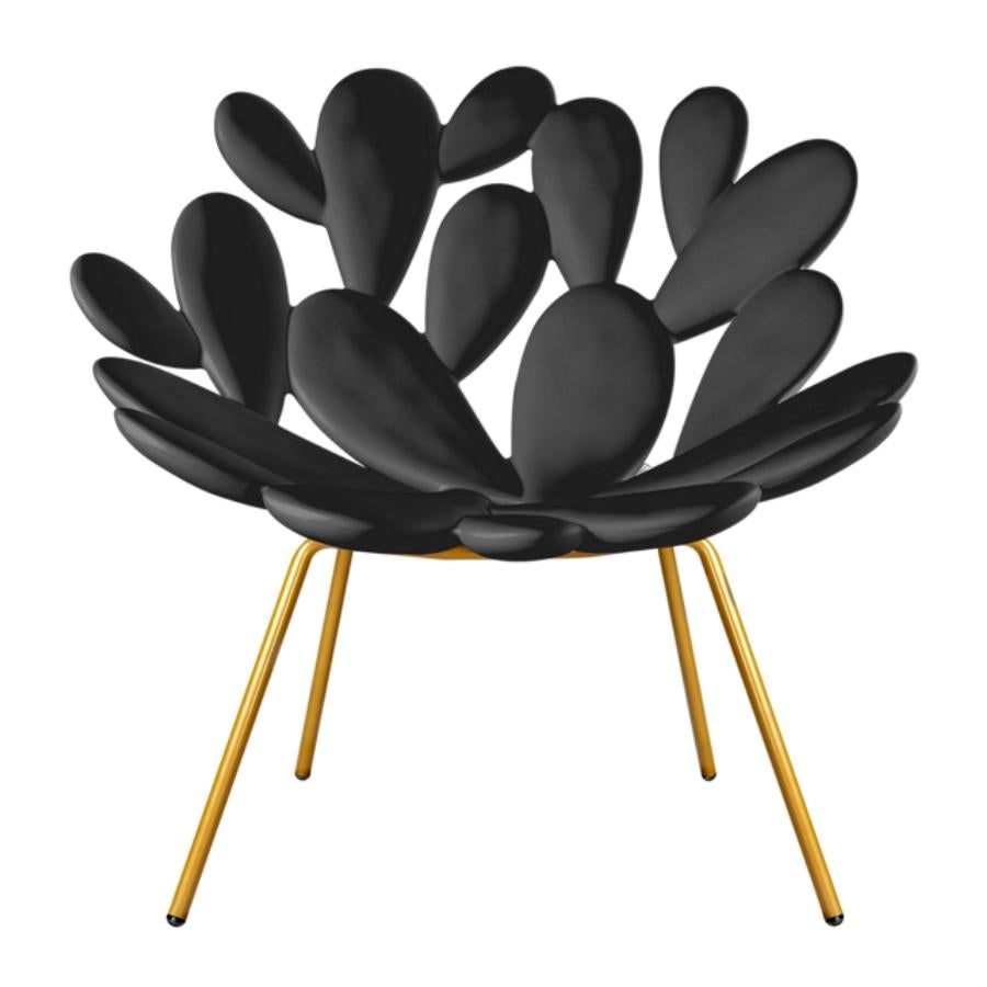 Moderne Ensemble de 2 chaises d'extérieur Cactus en laiton et noir, en stock à Los Angeles en vente