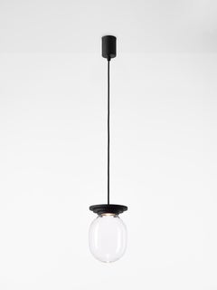 Set of 2 Black and Clear Stratos Big Capsule Pendant Light by Dechem Studio