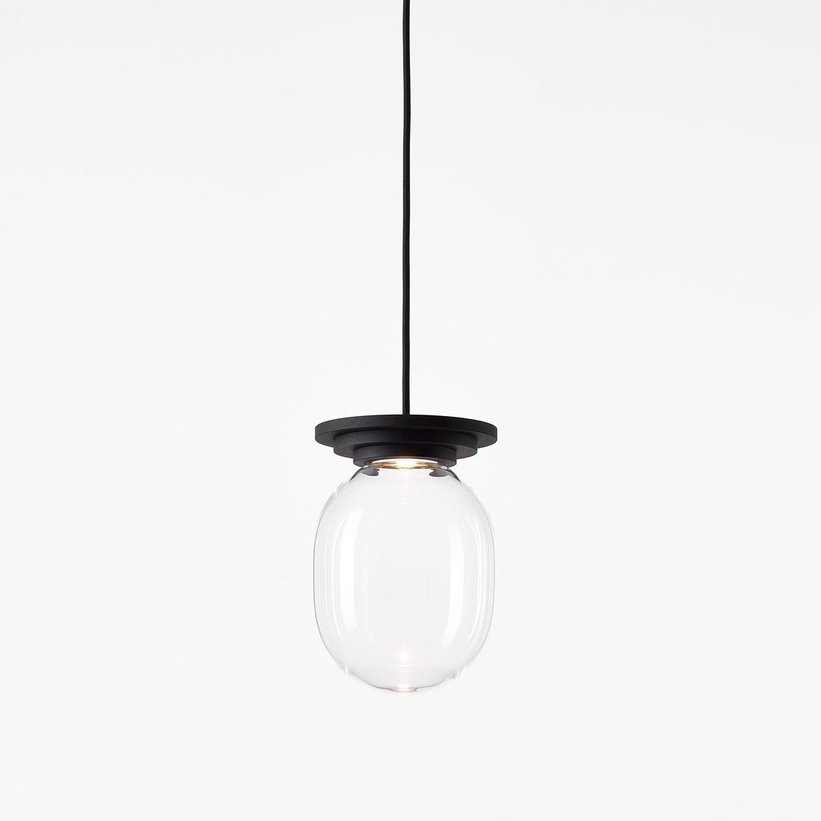 Modern Set of 2 Black and Clear Stratos Big Capsule Pendant Light by Dechem Studio For Sale