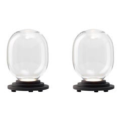 Set of 2 Black and Clear Stratos Capsule Table Light by Dechem Studio