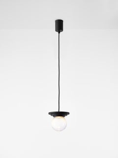Set of 2 Black and Clear Stratos Mini Ball Pendant Light by Dechem Studio
