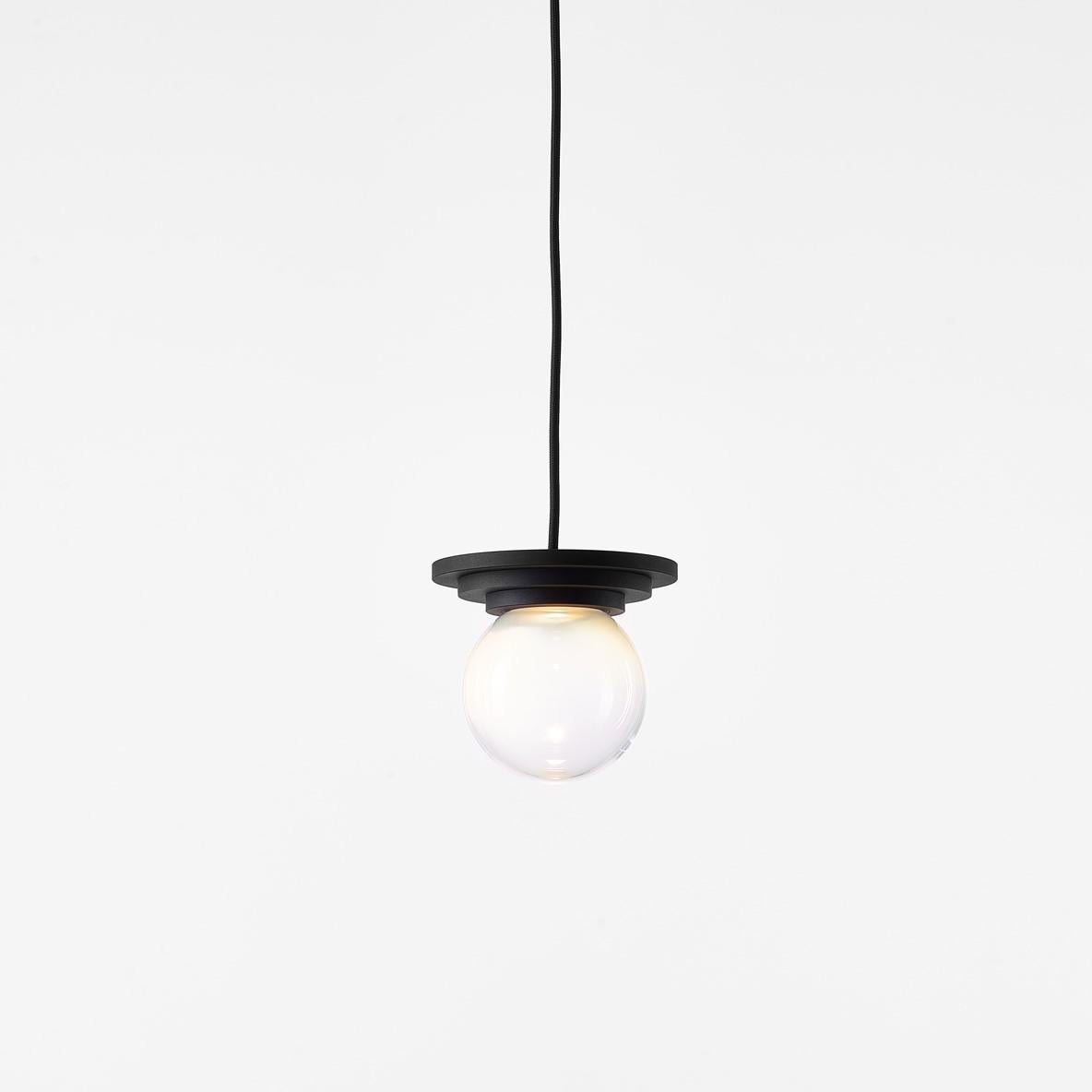 Modern Set of 2 Black and Clear Stratos Mini Ball Pendant Light by Dechem Studio For Sale