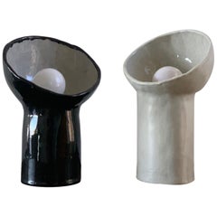 Juego de 2 Lámparas Cíclope Blancas y Negras