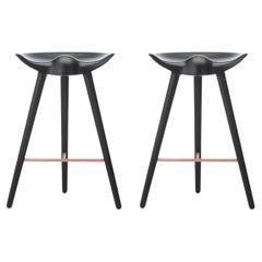 Set of 2 ML 42 Black Beech and Copper Counter Stools by Lassen