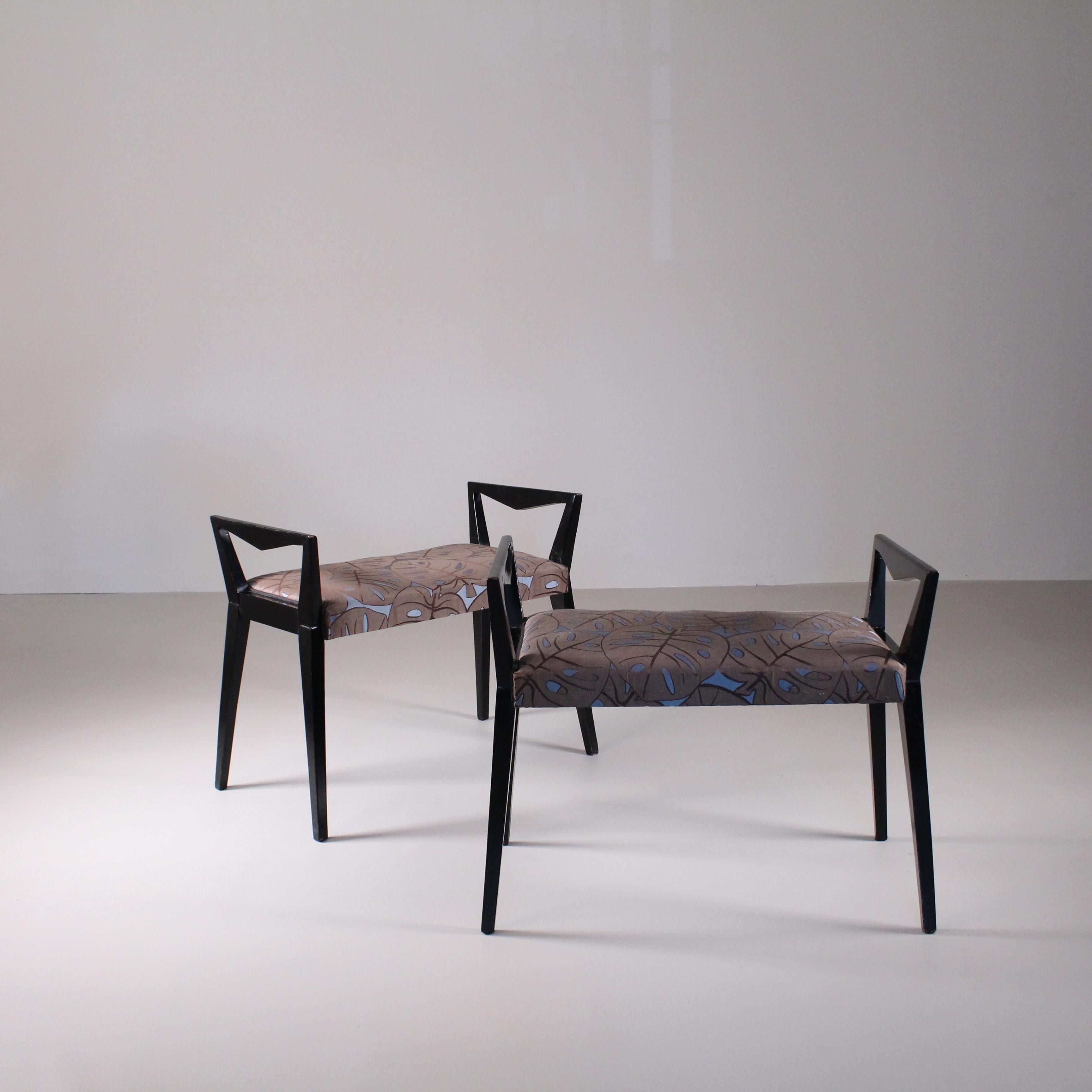 Set of 2 black benches by Guglielmo Ulrich For Sale 3