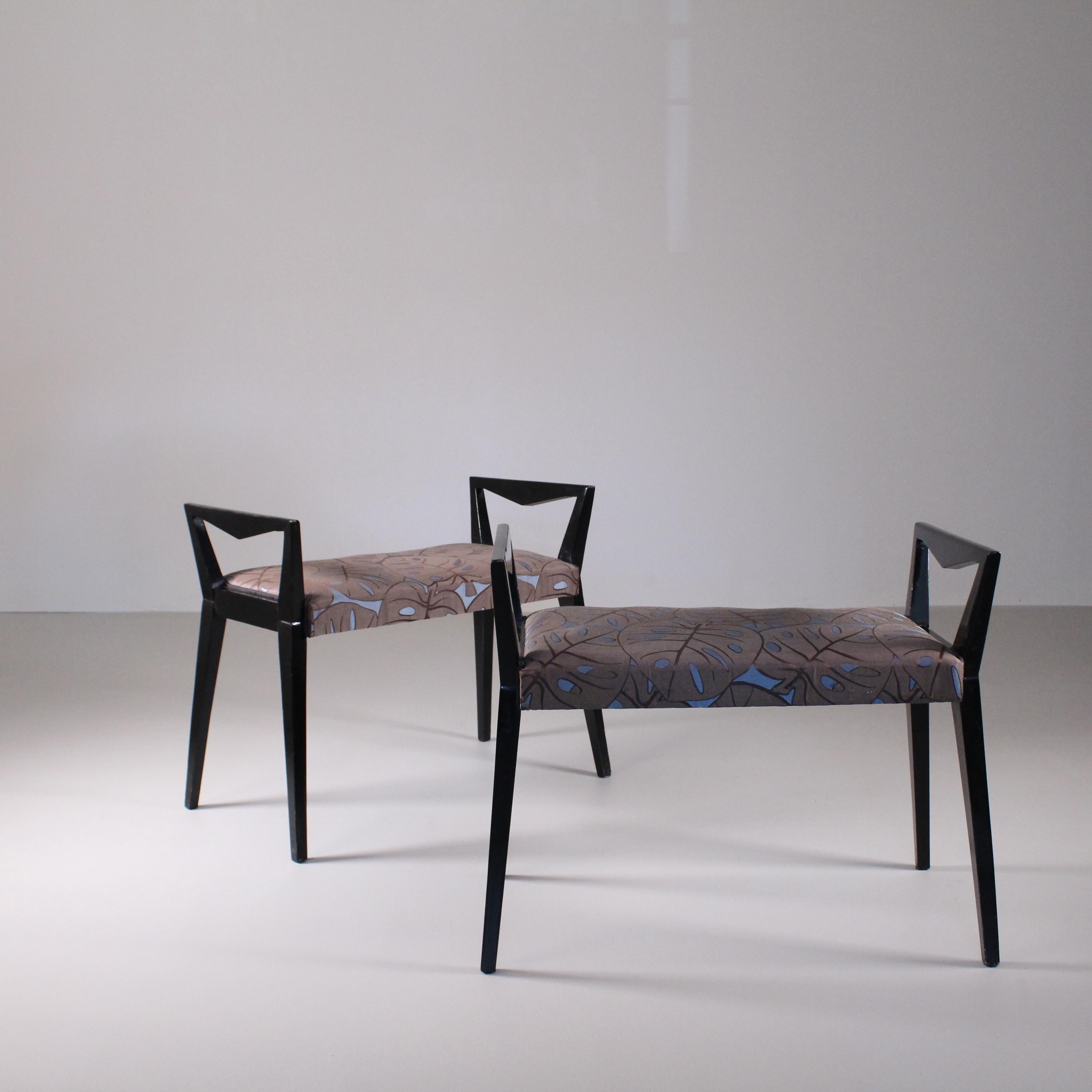 Set of 2 black benches by Guglielmo Ulrich For Sale 6