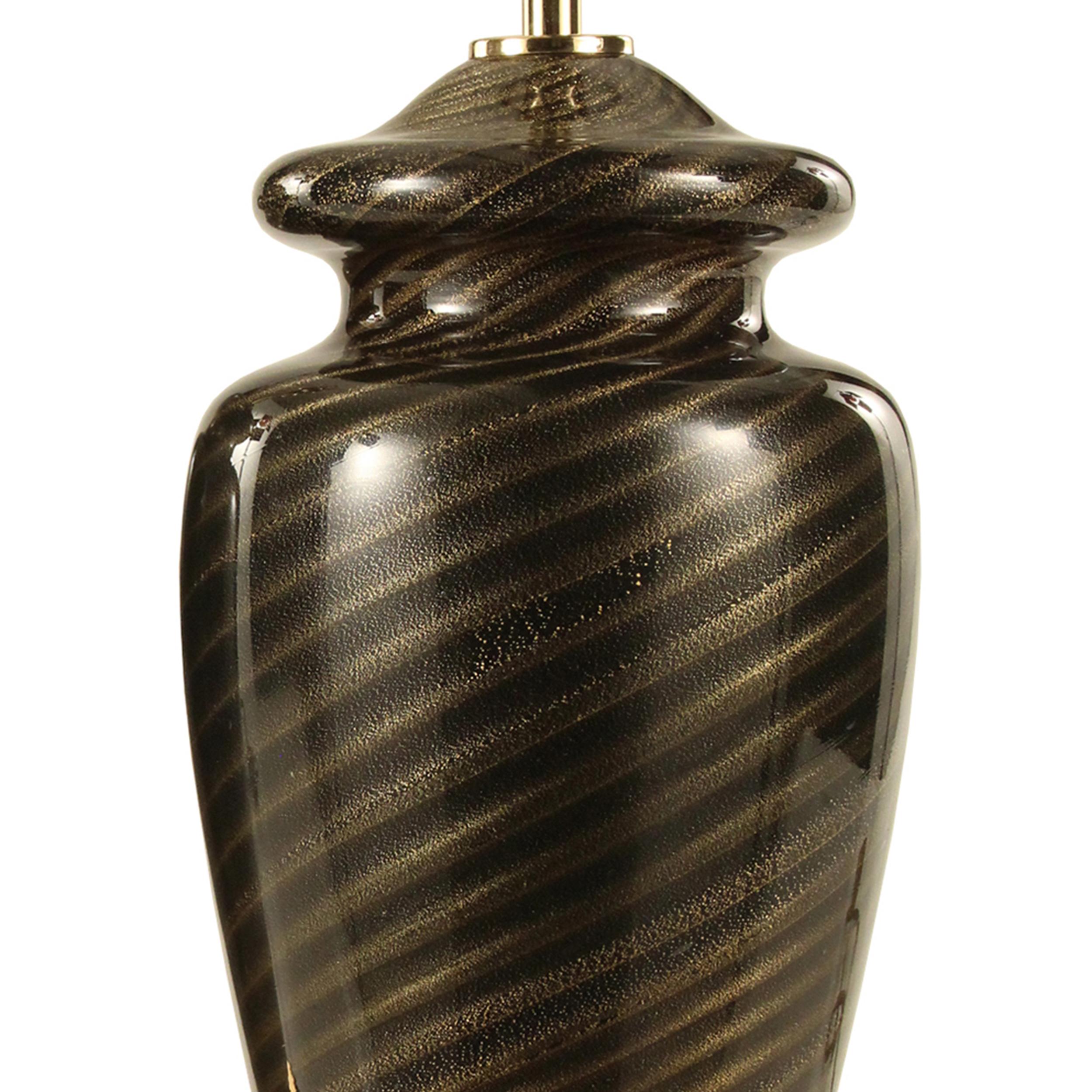 Satz von 2 Lampen aus mundgeblasenem schwarzem Murano-Glas mit Spiraldekor, Italien im Angebot 2