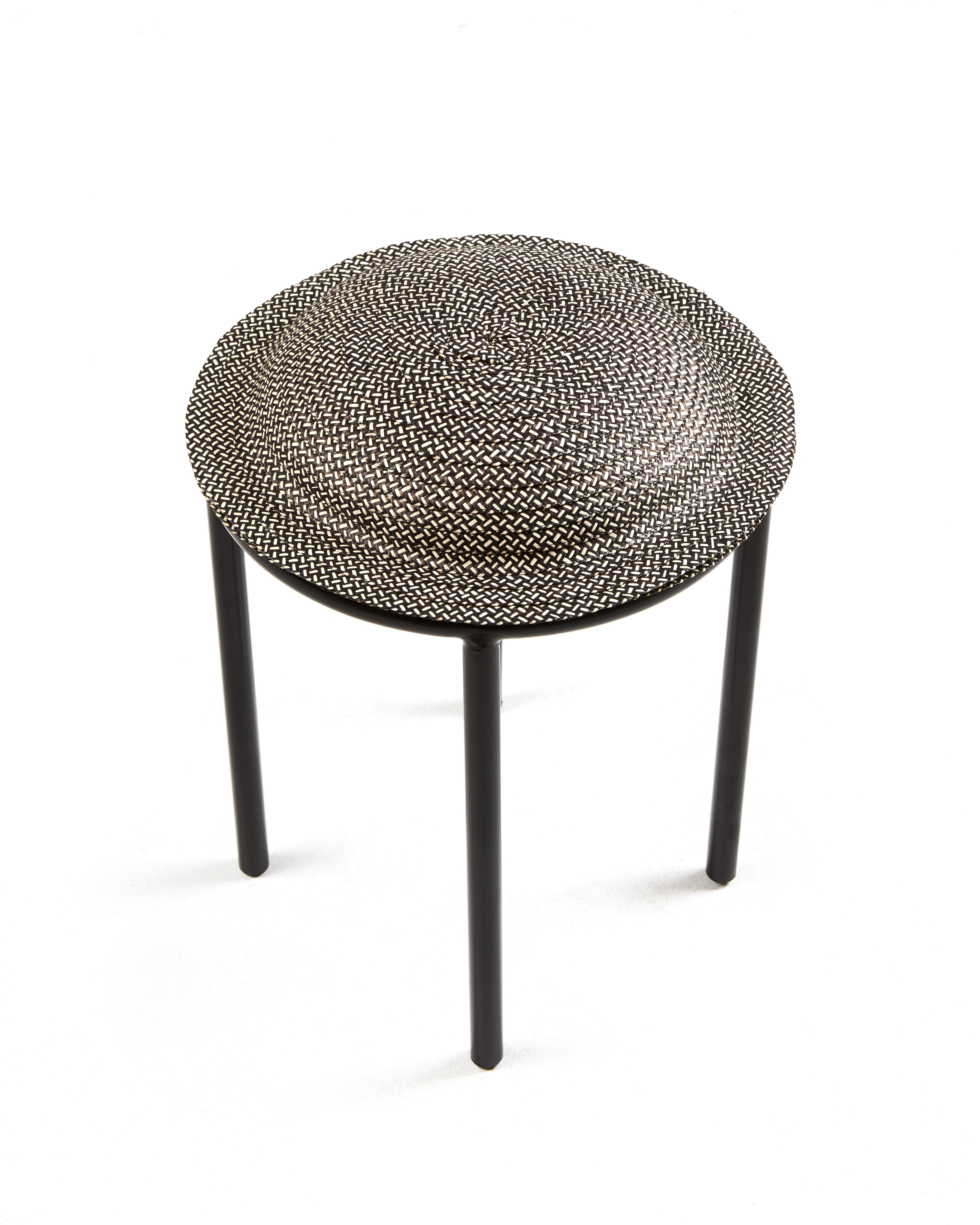 Modern Set of 2 Black Cana Stool by Pauline Deltour For Sale
