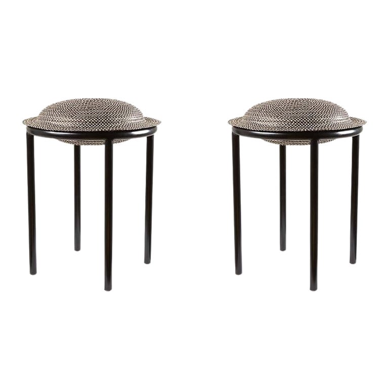 Set of 2 Black Cana Stool by Pauline Deltour For Sale