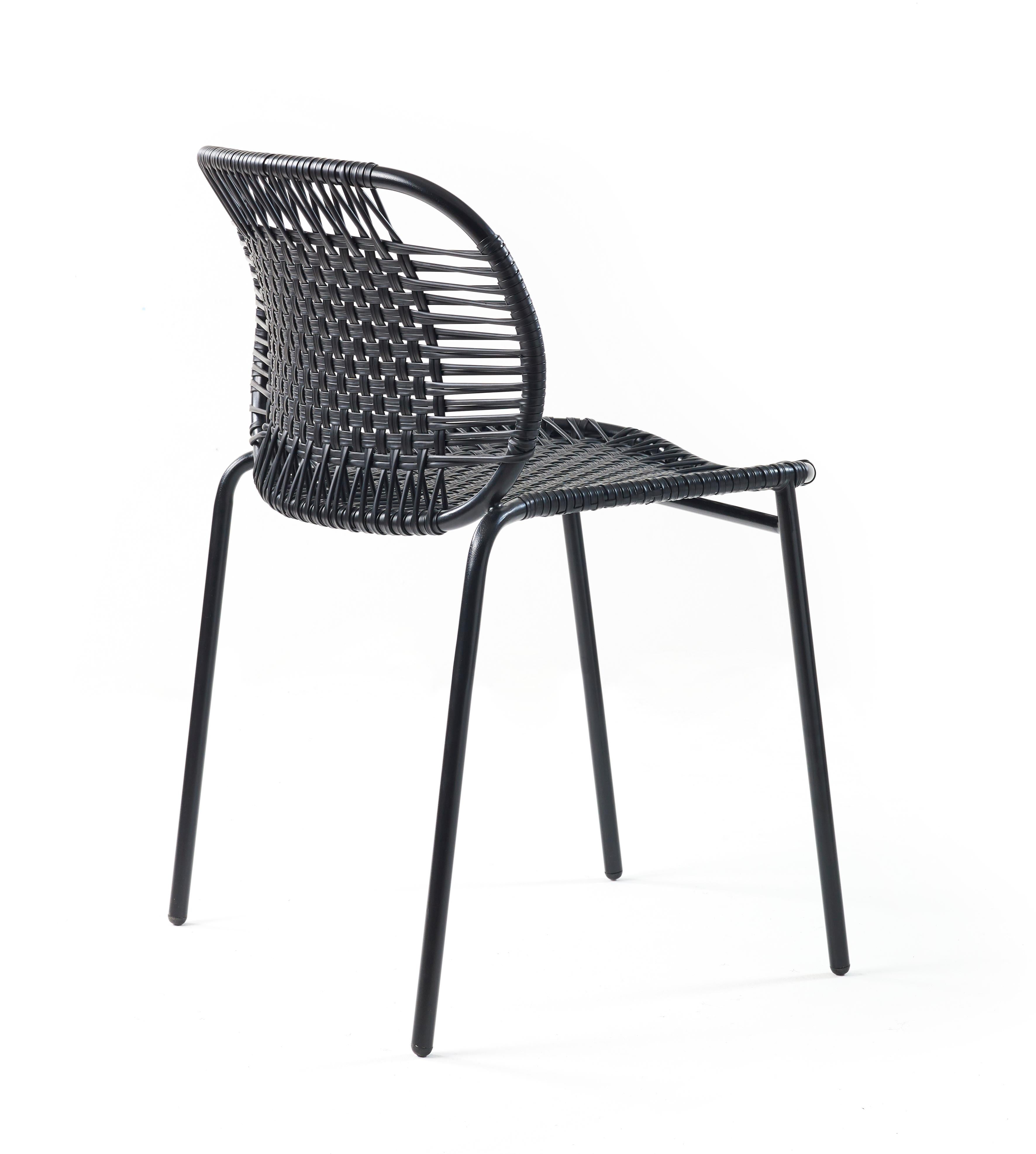 German Set of 2 Black Cielo Stacking Chair by Sebastian Herkner For Sale