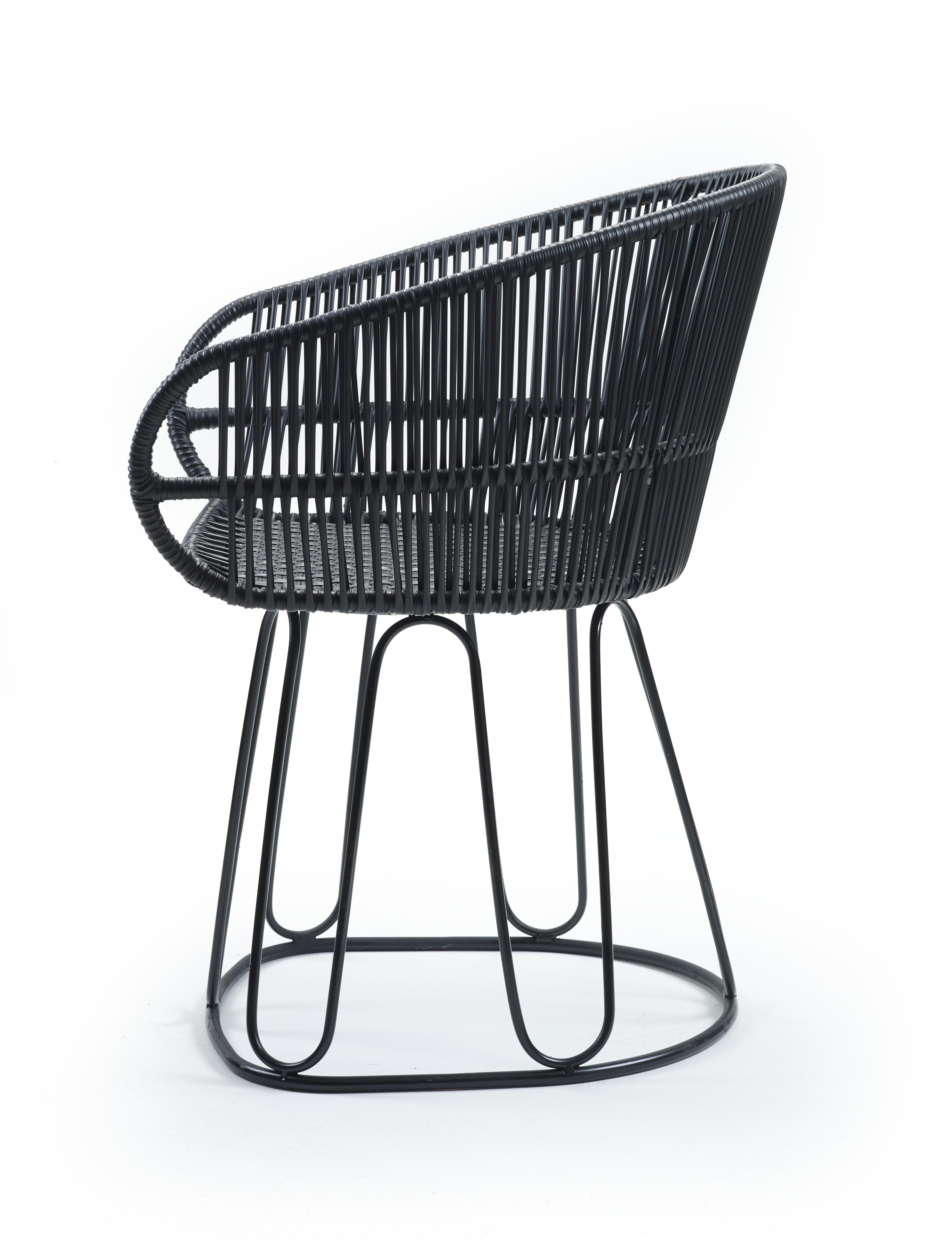 Powder-Coated Set of 2 Black Circo Dining Chair by Sebastian Herkner For Sale