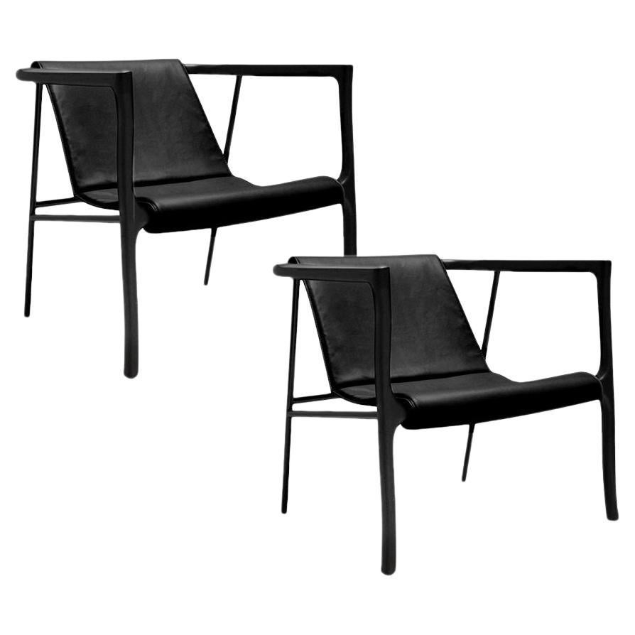 Set of 2 Black Elliot Armchair by Collector For Sale