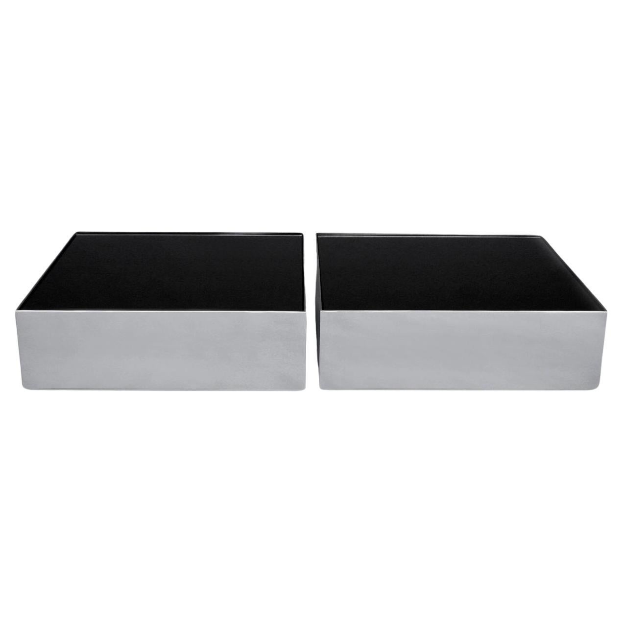 Set Of 2 Black Ice Coffee Tables by Phase Design For Sale