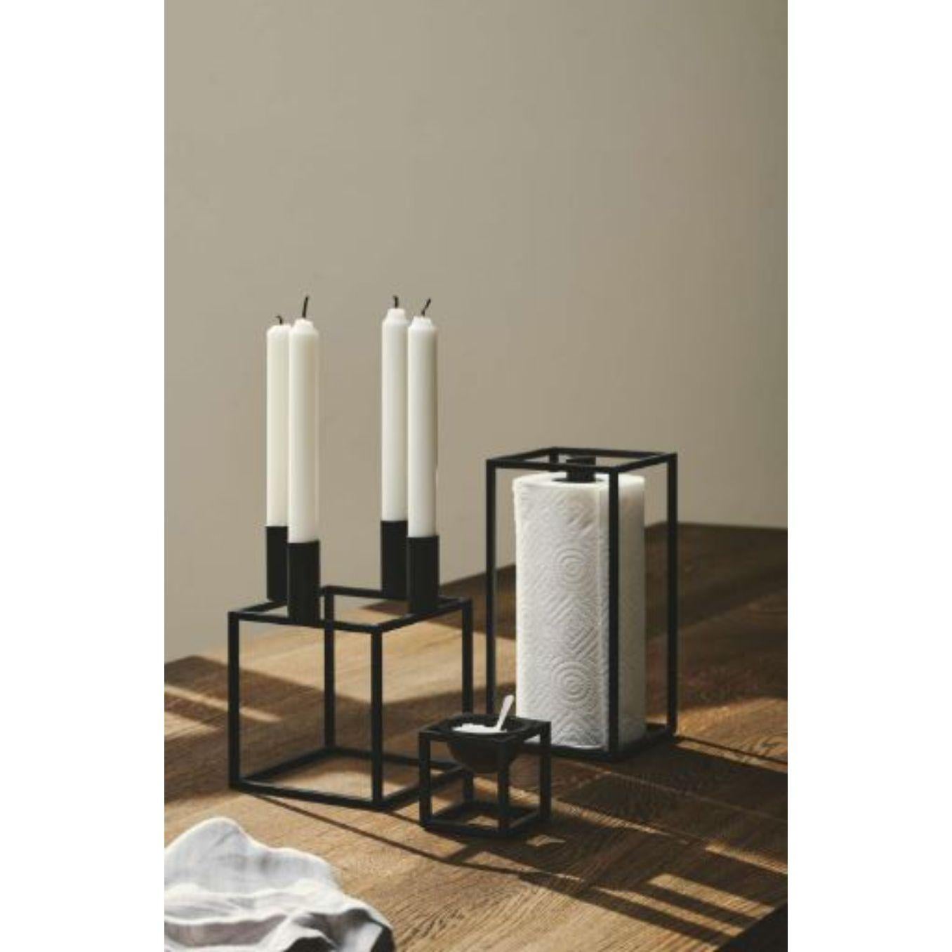 Contemporary Set Of 2 Black Kubus and Base 4 Candle Holder by Lassen