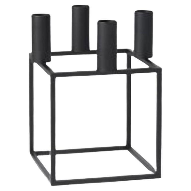 Set Of 2 Black Kubus and Base 4 Candle Holder by Lassen For Sale at 1stDibs