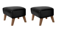 Juego de 2 Reposapiés My Own Chair de cuero negro y roble ahumado by Lassen