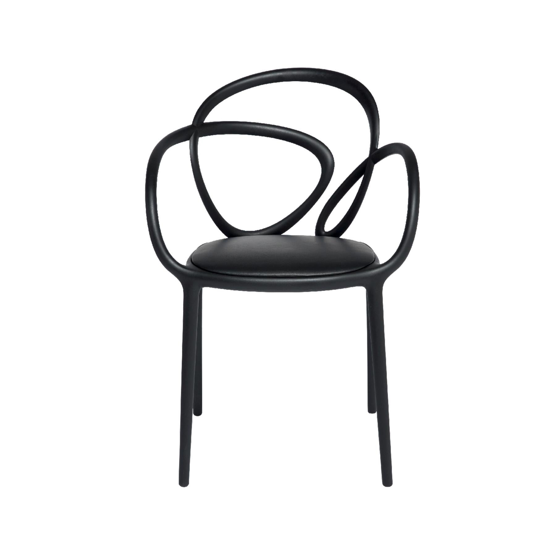 Modern In Stock in Los Angeles, Set of 2 Black Loop Padded Armchair, Made in Italy