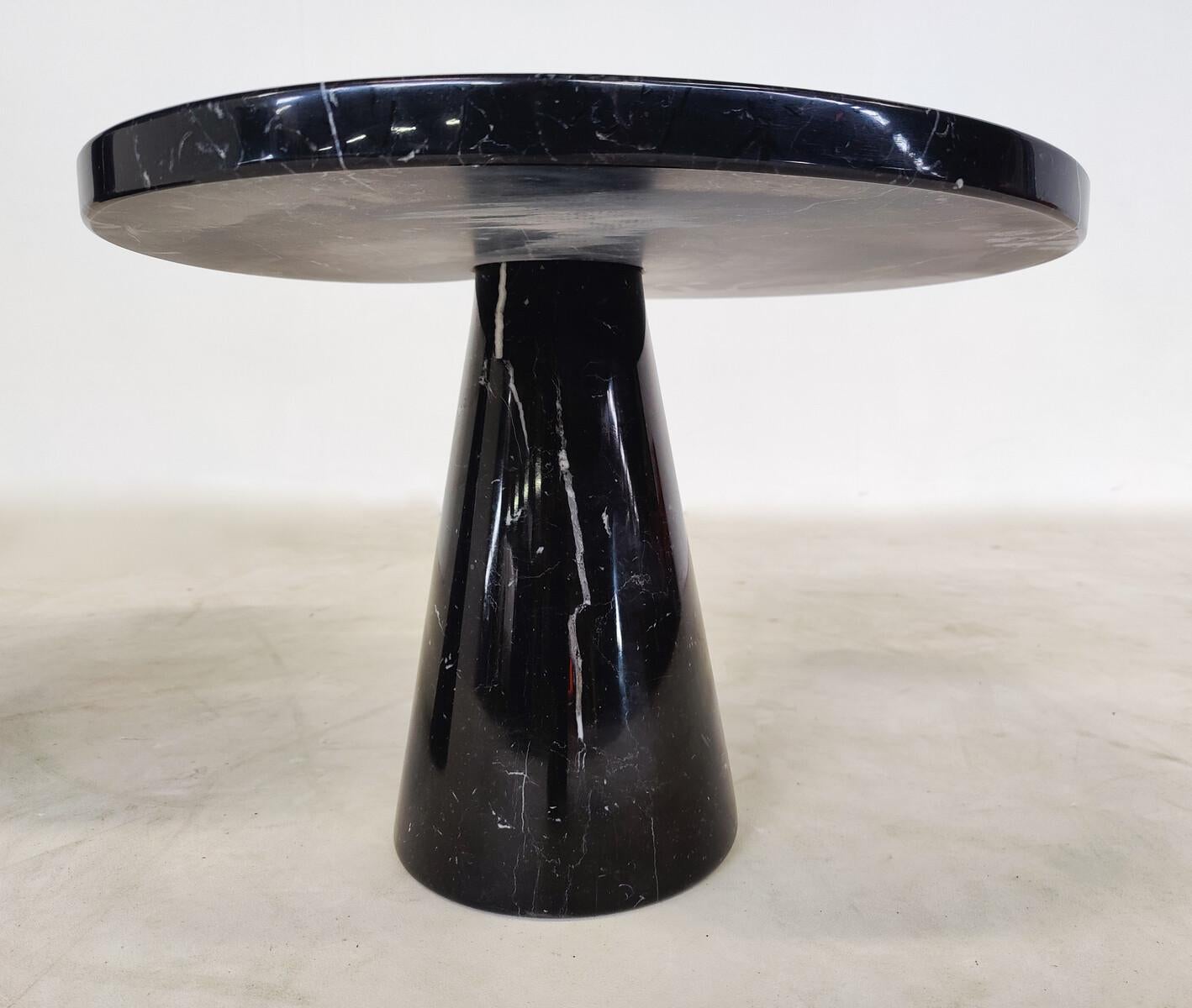 Italian Set of 2 Black Marble Console Tables Model ''Eros'' by Angelo Mangiarotti