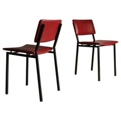 Set of 2 Black Metal Chairs by Gerrit Veenendaal For Kembo, Netherlands 1960s