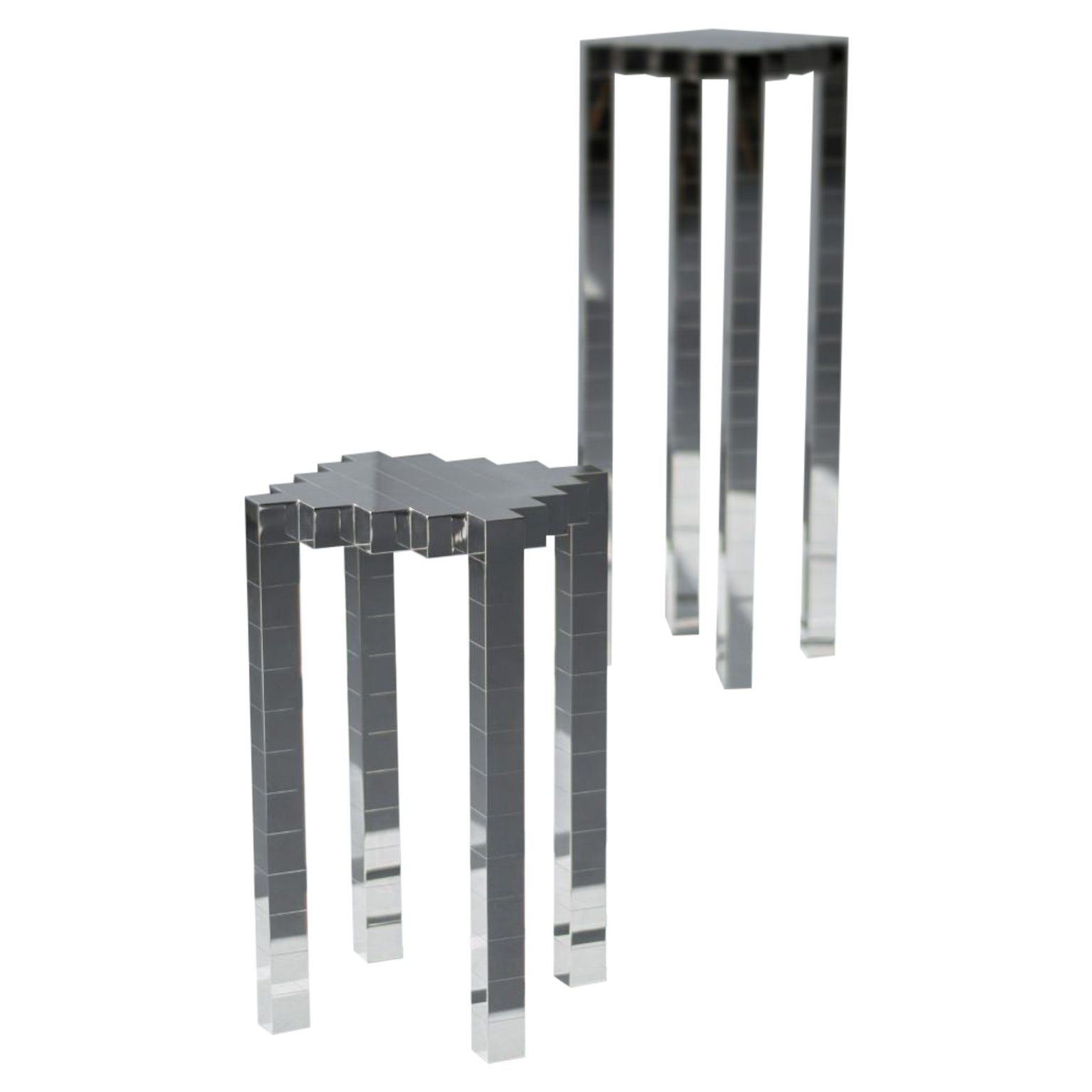 Set of 2 Black Ocean 2 and 3 Stools by the Shaw