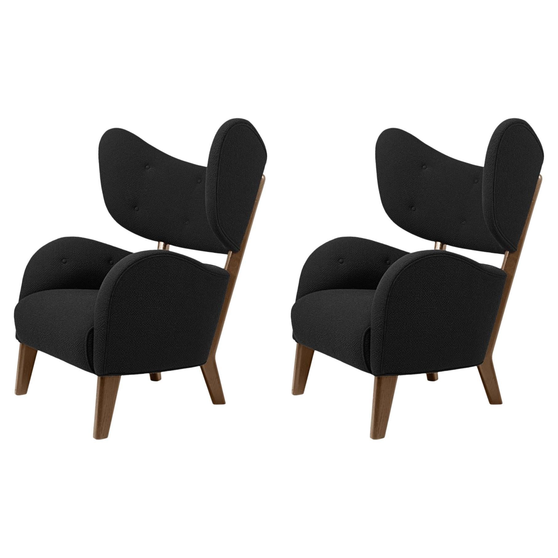 Set of 2 Black Raf Simons Vidar 3 Smoked Oak My Own Chair Lounge Chair by Lassen For Sale