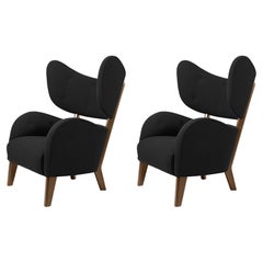 Set of 2 Black Raf Simons Vidar 3 Smoked Oak My Own Chair Lounge Chair by Lassen