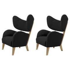 Set of 2 Black Raf Simons Vidar3 Natural Oak My Own Chair Lounge Chair by Lassen
