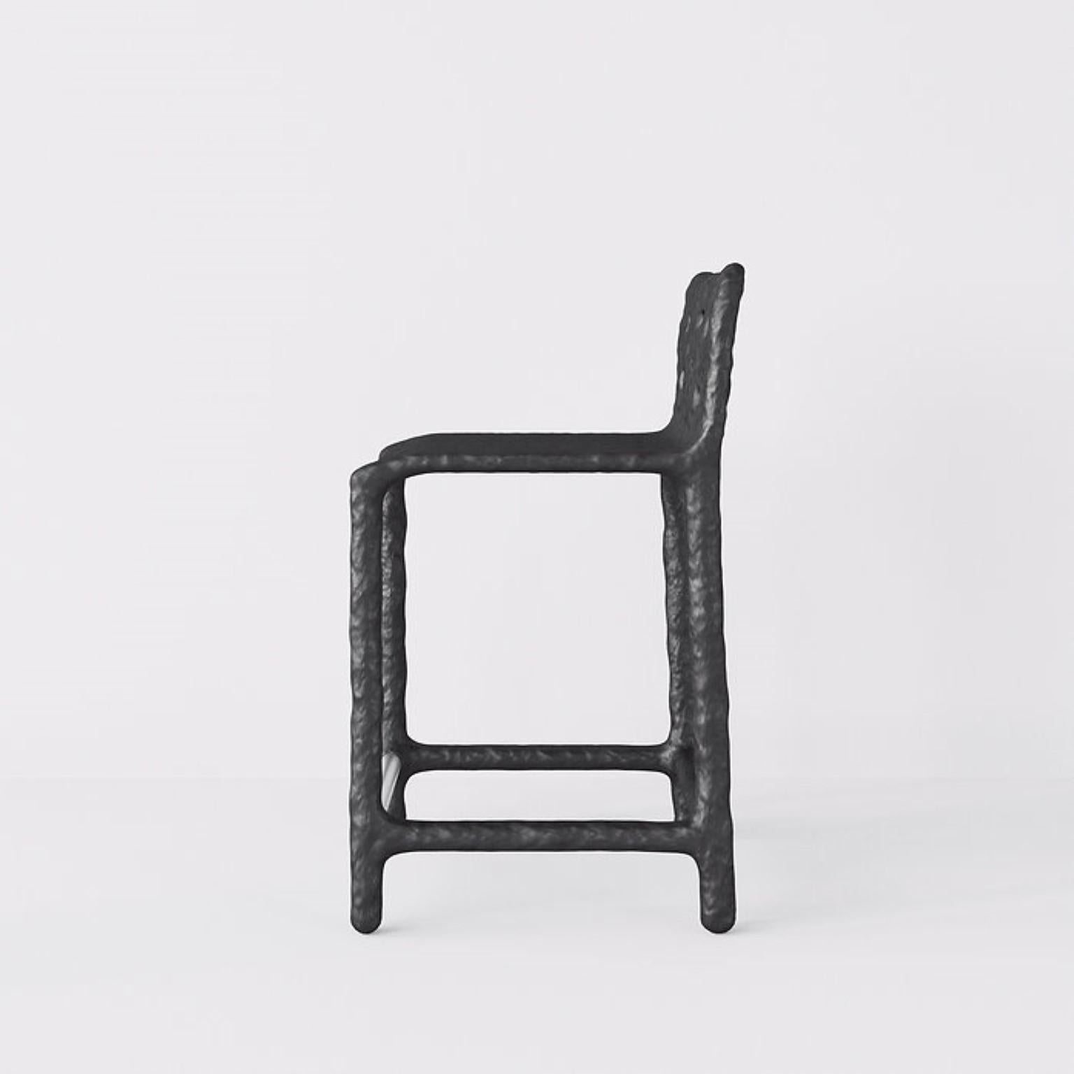 Set of 2 Black Sculpted Contemporary Half-Bar Stool by Faina In New Condition In Geneve, CH